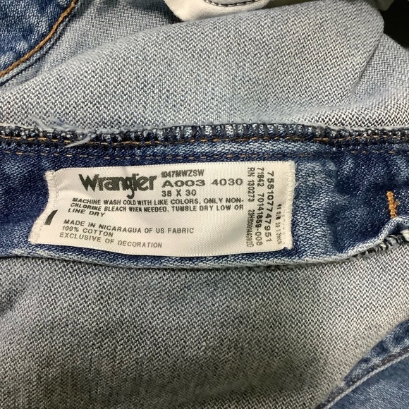 Wrangler 47 MWZ Regular Fit Blue Jeans Sz 38W 30L - Picture 4 of 9